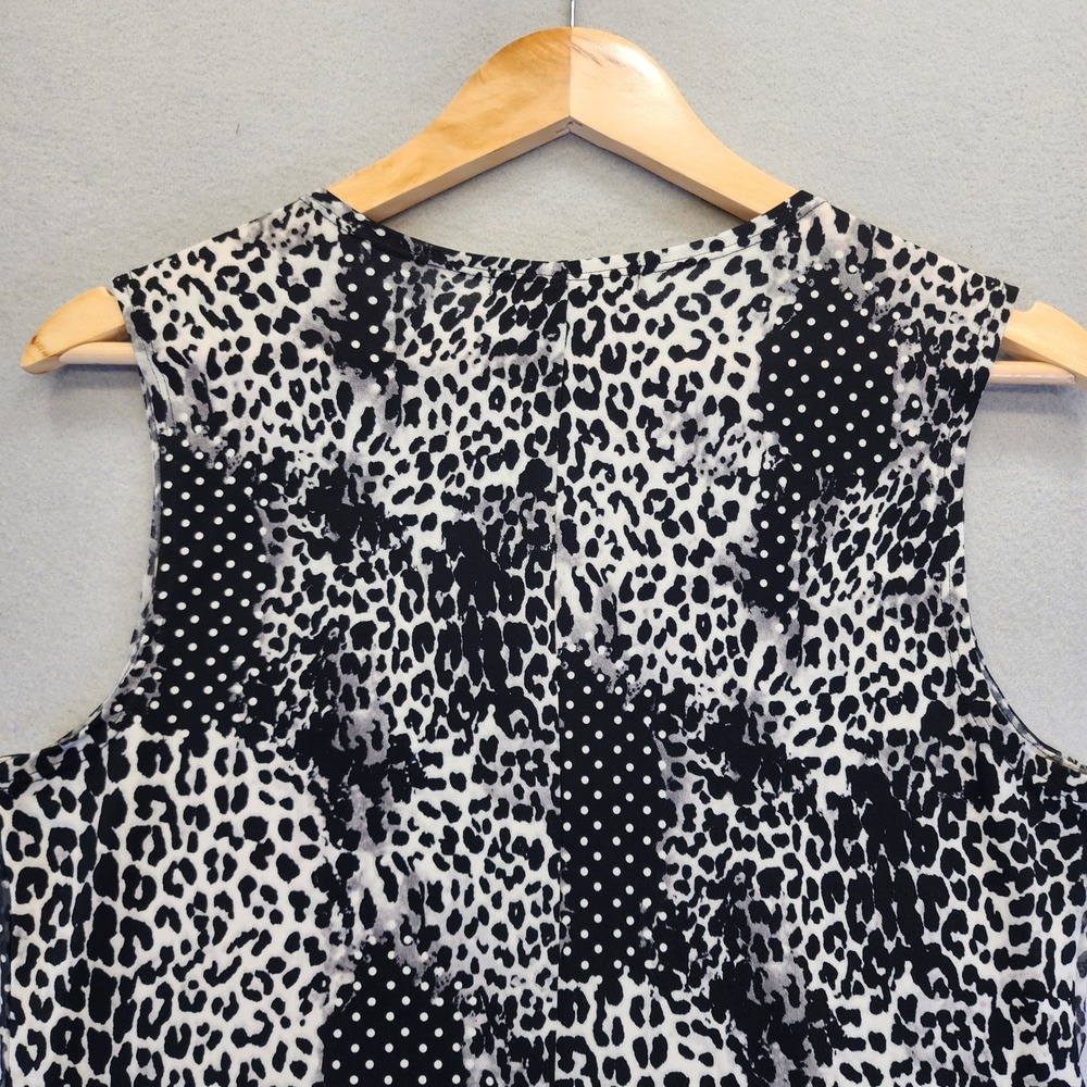 Adele & May Leopard Polka Dot Mixed Print Sleeveless Top Small Black White - Picture 9 of 11